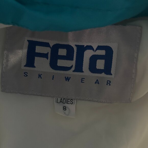 Vintage Fera Skiwear Turquoise One-Piece Ski Suit Sz 8 80s Retro Bright Bold - Picture 3 of 13